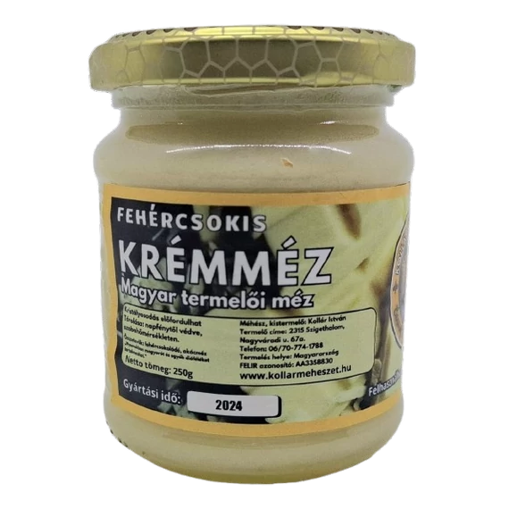 Fehércsokis Krémméz, Kollár Családi Méhészet (250 g)