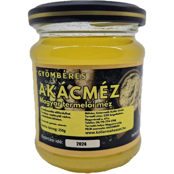 Gyömbéres Akácméz, Kollár Családi Méhészet (250g)